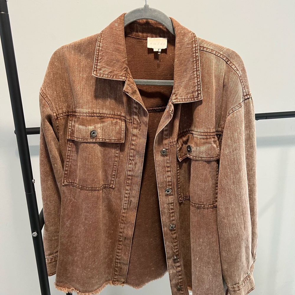 Entro Brown Distressed Denim Jacket